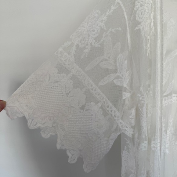NWOT Anna-Kaci California‎ White Lace Sheer Long Kimono Whimsifairy Cottagecore - Picture 3 of 10